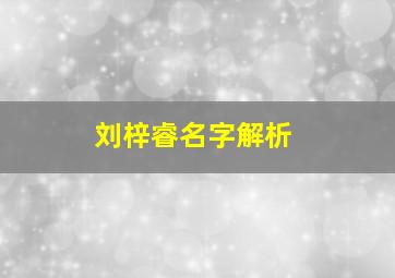 刘梓睿名字解析