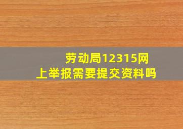 劳动局12315网上举报需要提交资料吗