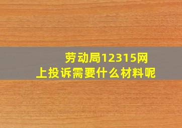 劳动局12315网上投诉需要什么材料呢