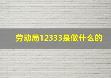 劳动局12333是做什么的