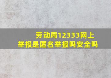 劳动局12333网上举报是匿名举报吗安全吗