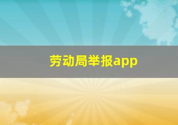 劳动局举报app