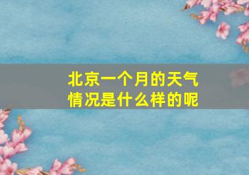 北京一个月的天气情况是什么样的呢