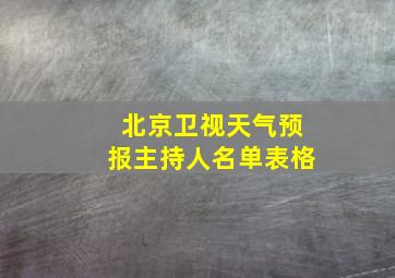 北京卫视天气预报主持人名单表格