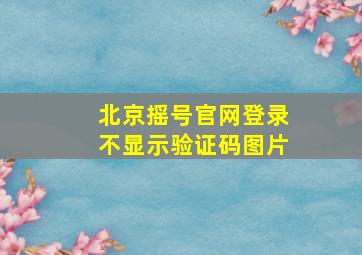 北京摇号官网登录不显示验证码图片