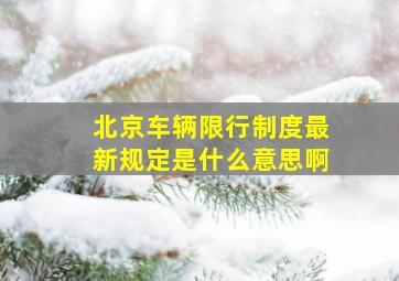 北京车辆限行制度最新规定是什么意思啊