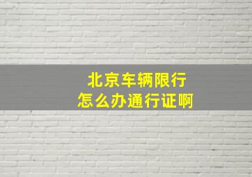 北京车辆限行怎么办通行证啊