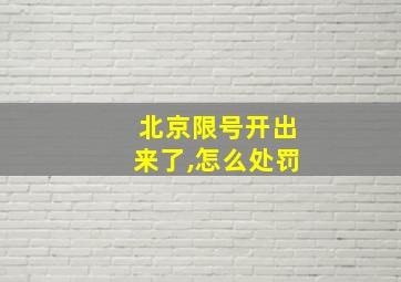 北京限号开出来了,怎么处罚