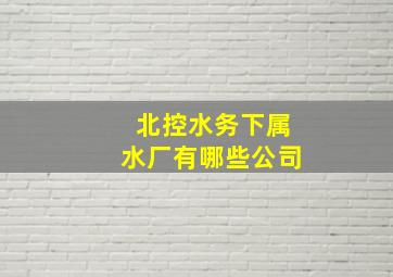 北控水务下属水厂有哪些公司