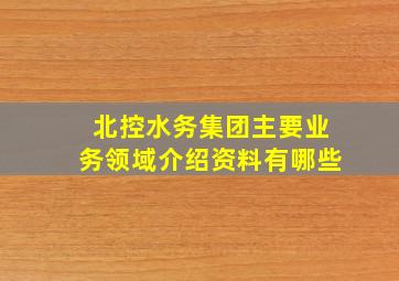 北控水务集团主要业务领域介绍资料有哪些