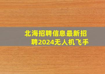 北海招聘信息最新招聘2024无人机飞手