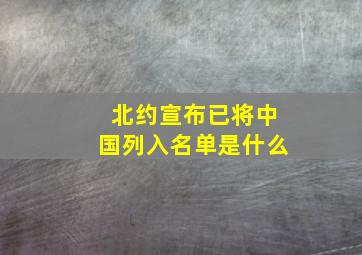 北约宣布已将中国列入名单是什么