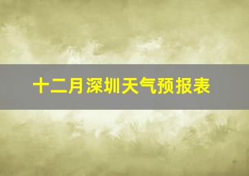 十二月深圳天气预报表