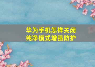 华为手机怎样关闭纯净模式增强防护