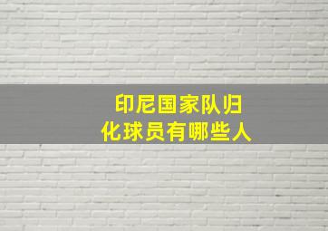 印尼国家队归化球员有哪些人