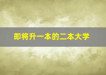 即将升一本的二本大学