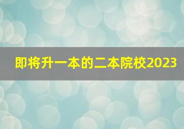 即将升一本的二本院校2023