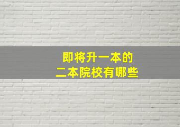 即将升一本的二本院校有哪些