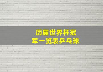 历届世界杯冠军一览表乒乓球