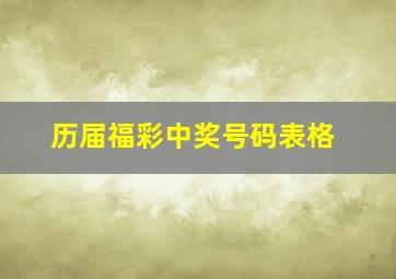 历届福彩中奖号码表格