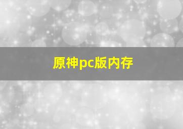 原神pc版内存