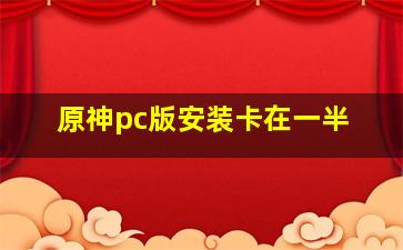 原神pc版安装卡在一半