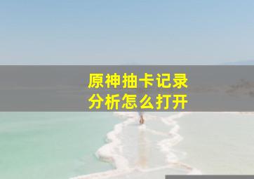 原神抽卡记录分析怎么打开