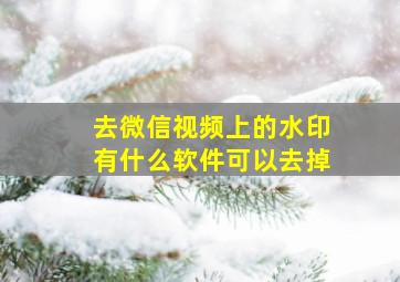 去微信视频上的水印有什么软件可以去掉