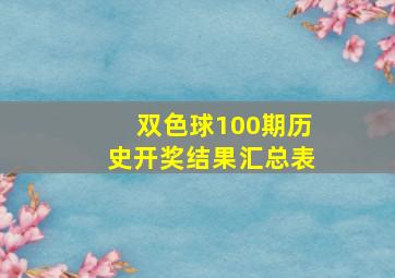 双色球100期历史开奖结果汇总表