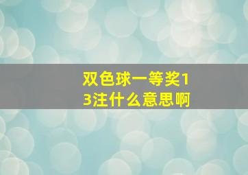 双色球一等奖13注什么意思啊