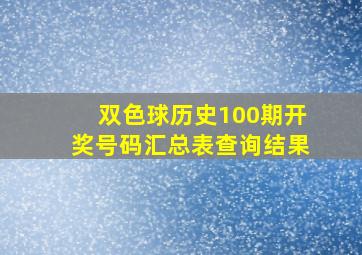 双色球历史100期开奖号码汇总表查询结果