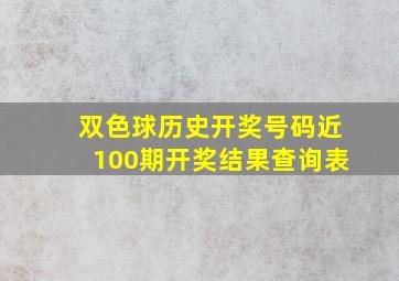 双色球历史开奖号码近100期开奖结果查询表