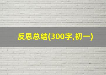 反思总结(300字,初一)