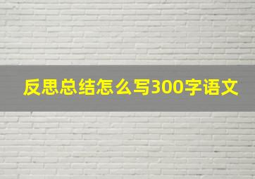 反思总结怎么写300字语文