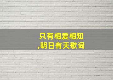 只有相爱相知,明日有天歌词