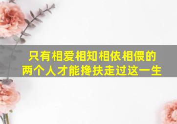 只有相爱相知相依相偎的两个人才能搀扶走过这一生