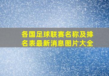 各国足球联赛名称及排名表最新消息图片大全