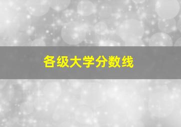 各级大学分数线