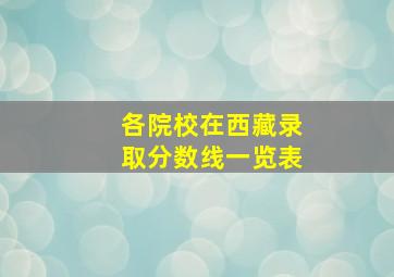 各院校在西藏录取分数线一览表