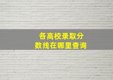 各高校录取分数线在哪里查询