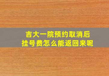 吉大一院预约取消后挂号费怎么能返回来呢