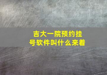 吉大一院预约挂号软件叫什么来着