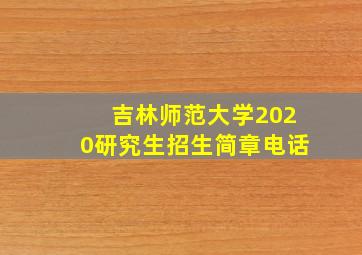 吉林师范大学2020研究生招生简章电话