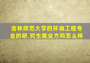 吉林师范大学的环境工程专业的研.究生就业方向怎么样