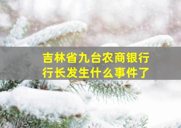 吉林省九台农商银行行长发生什么事件了