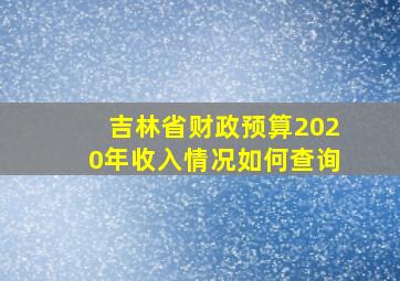 吉林省财政预算2020年收入情况如何查询