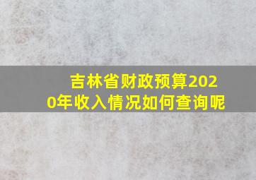 吉林省财政预算2020年收入情况如何查询呢