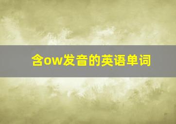 含ow发音的英语单词