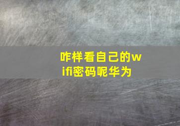 咋样看自己的wifi密码呢华为