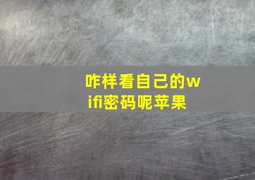 咋样看自己的wifi密码呢苹果